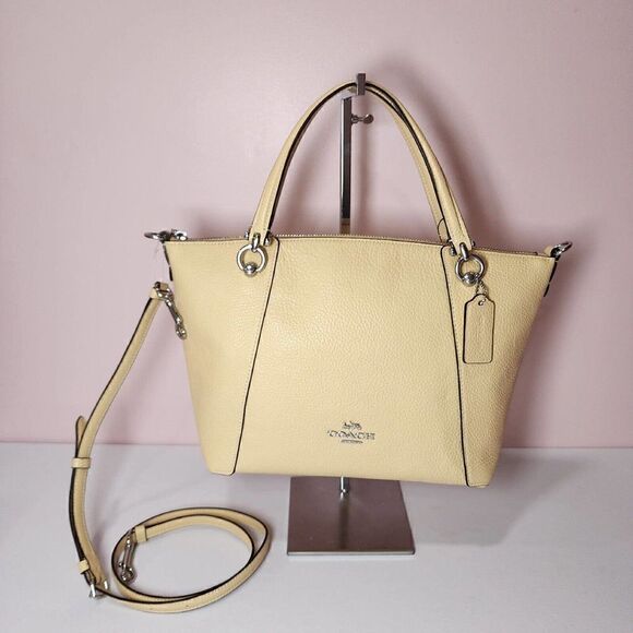 NWT COACH C6229 Kacey Satchel Pebble Leather Shoulder Bag Silver/Vanilla - Picture 1 of 8